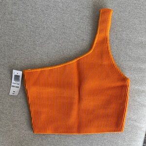 Babaton Orange One-Shoulder Crop Top